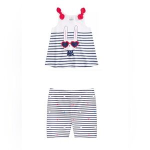 Cute Striped Bunny Outfit for Babies 4th of July Independence Day Star /stripes